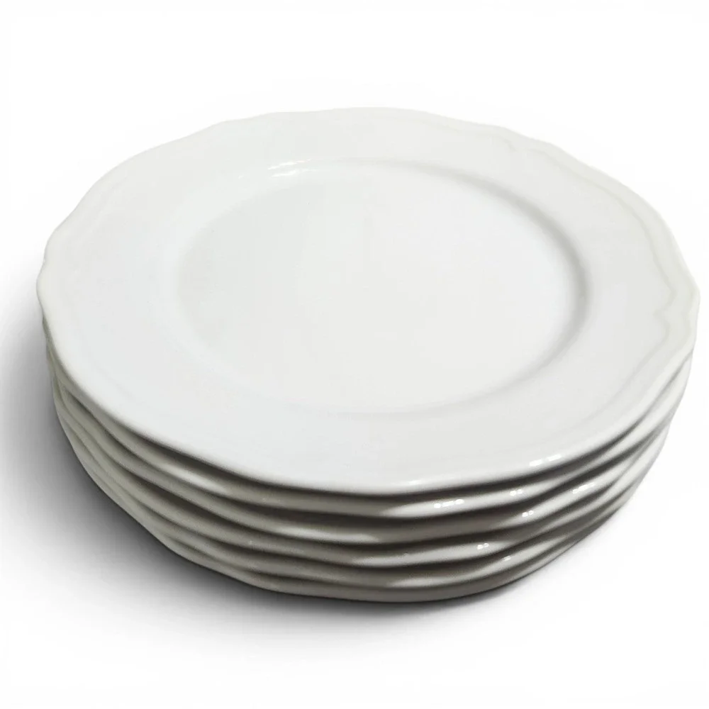 IKEA ARV White Dinner‎ Plates Set of 6 Scalloped Edge 11 Inch Porcelain Turkey